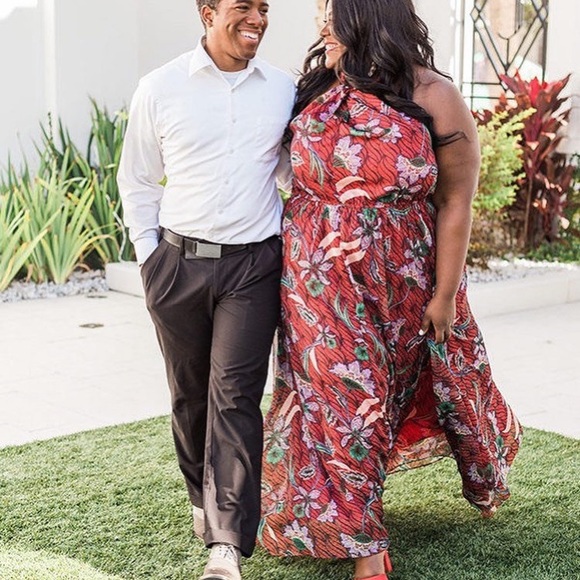 NWT ELOQUII 20W Lilac and Vine Halter Maxi Dress - Picture 7 of 8